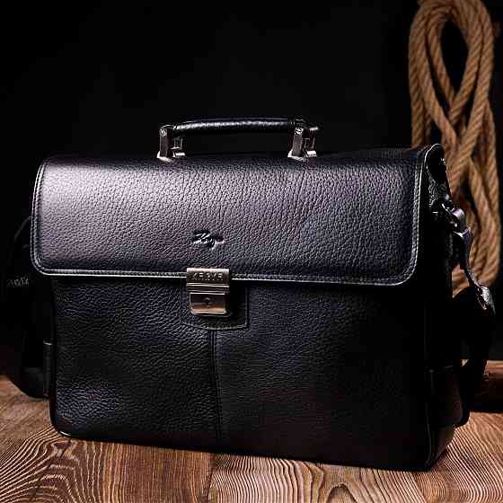 Классический мужской портфель KARYA 20940 кожаный Черный Киев