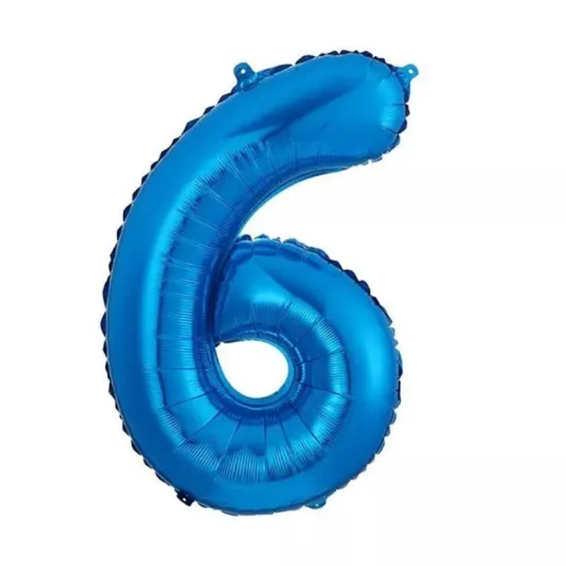 Цифра фольгированная 6 синий 32