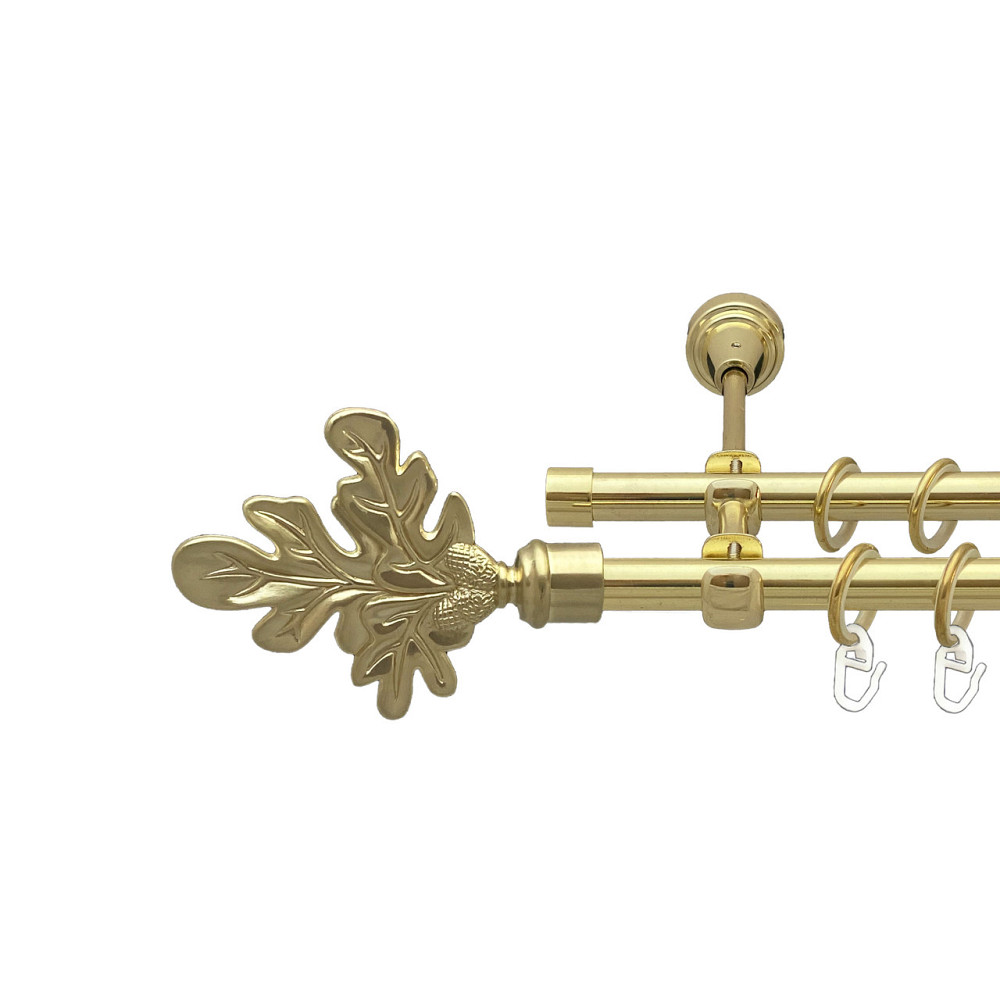 Карниз Orvit Листок Дуба металевий дворядний відкритий Золото 16\16 мм 300 см (00-00014226) Львів - фото 1