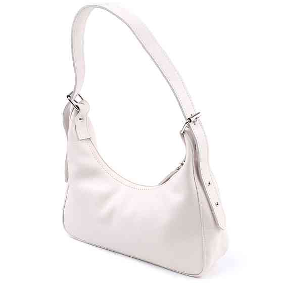 Сумка багет з регульованим ременем з натуральної шкіри Shvigel 22831 Бежева Київ