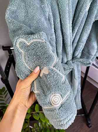 Махровий халат жіночий із капюшоном Бірюзовий L Харків