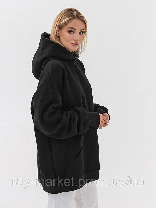 Худи оверсайз утепленное RAY OVERSIZE женское черное (U0404W-Black) 2XL-3XL Киев - изображение 2