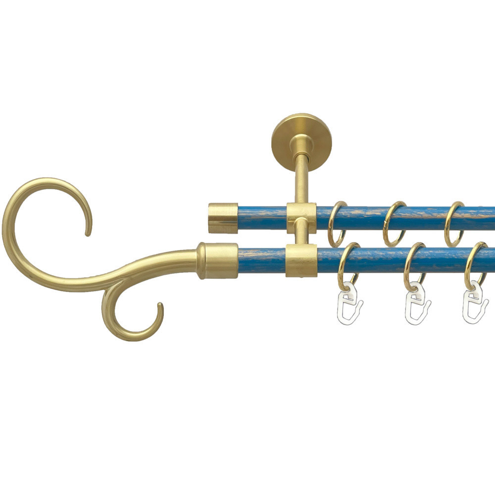 Карниз Orvit Гак Подвійний металевий дворядний закритий гладка труба кільце металеве Золото Матове - Блакить Львов - изображение 1