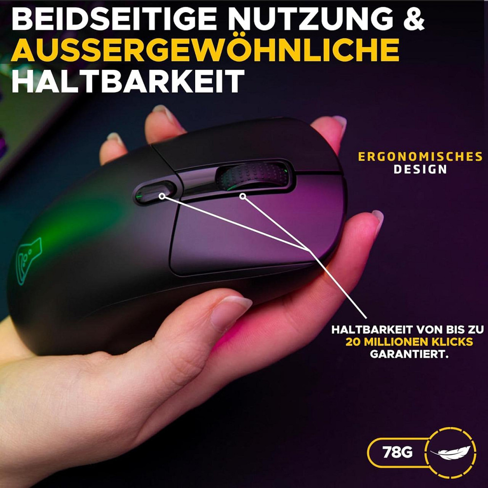 Игровая мышь G-LAB Kult Titanium Pro черная беспроводная 3-в-1 Bluetooth/2.4ГГц/кабель 12000 DPI RGB Киев - изображение 7