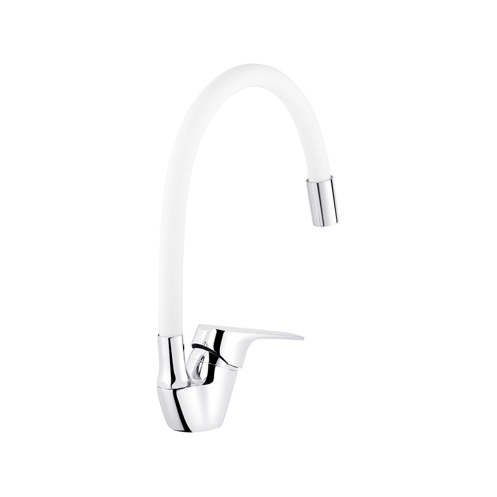 Змішувач для кухні  з гнучким виливом Kroner KRM Odra - C032WHI хром/білий Київ - фото 3