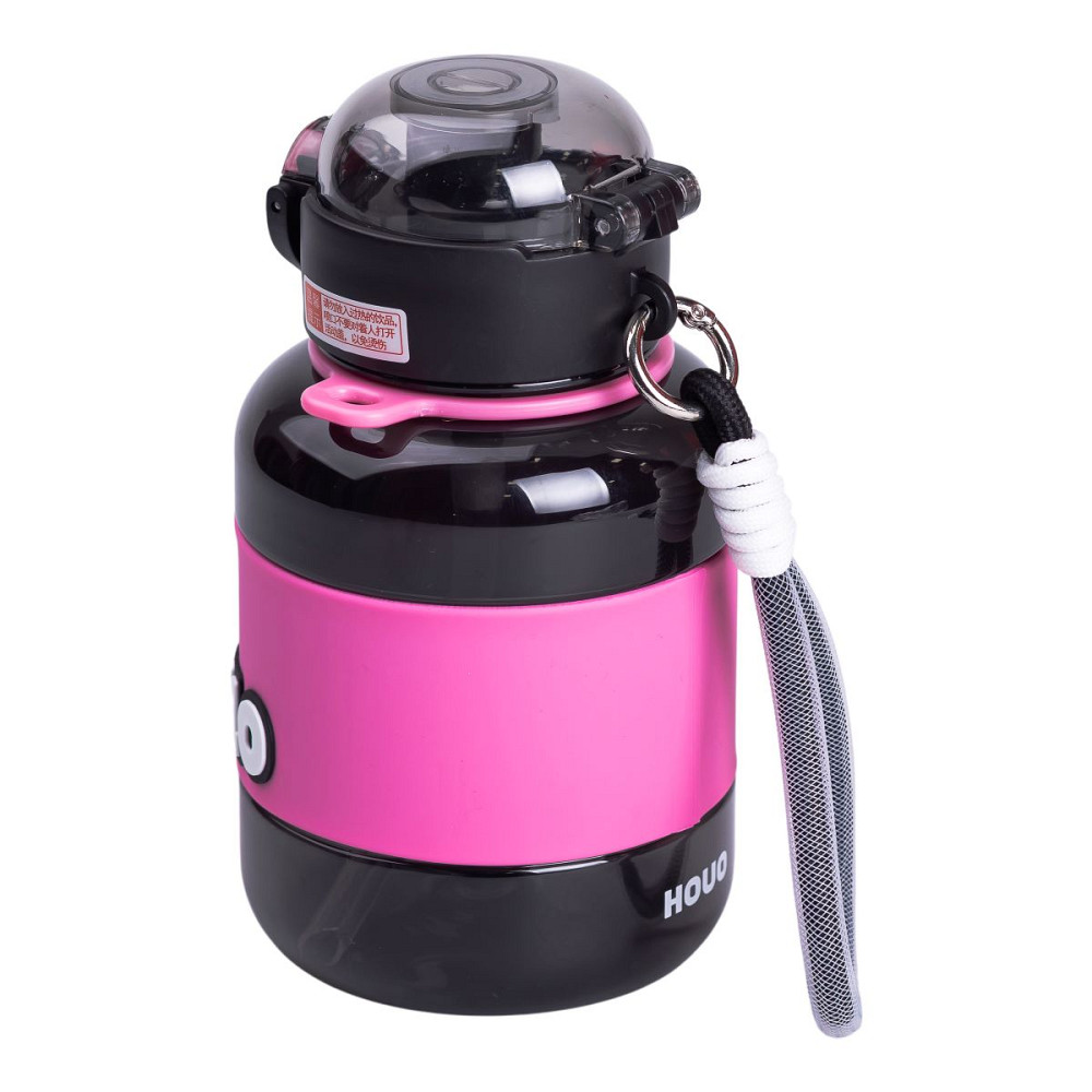 Yiwu Пляшка для води дитяча з трубочкою 680 мл з ручкою та ремінцем Чорна HP-14-46B Коломия - фото 4