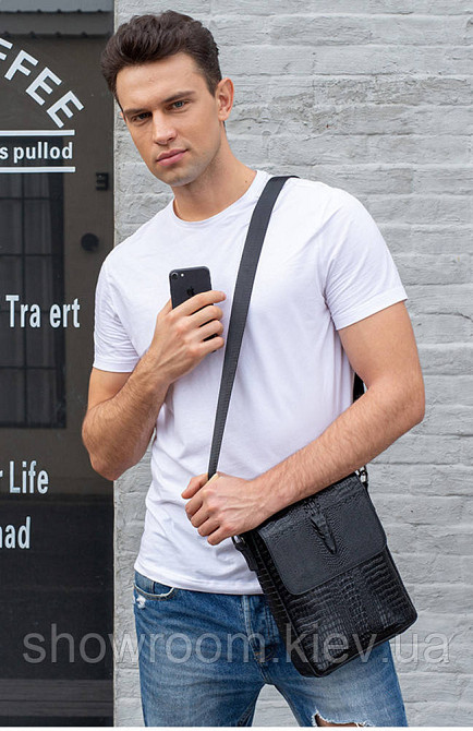 Мужская кожаная сумка под рептилию Leather Collection (8857) Киев - изображение 10