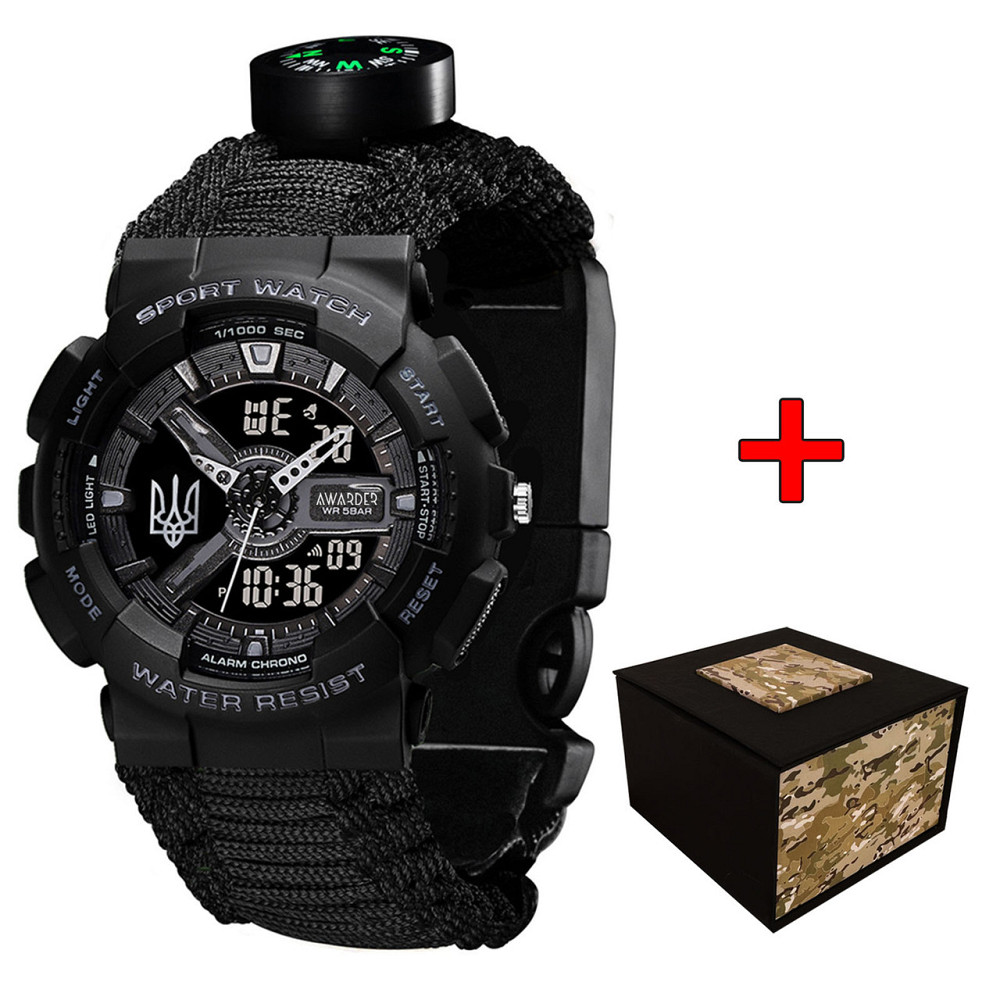 Awarder 005 Тризуб срібло  Black + Паракордовий ремінець Black Київ - фото 1