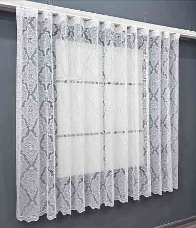 Тюль жакард VR-Textil Корона № 1320т Арка на кухню колір білий 250х150 см (53-0123) Київ