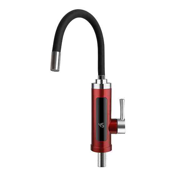 Проточний кран водонагрівач WEZER SDR-G16T-Red з гнучким виливом, червоний/чорний Київ