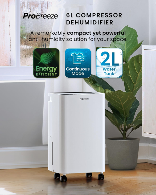 Осушувач повітря Pro Breeze 12 л/добу з баком 2 л, компресорний, сушіння білизни, таймер, датчик вологості, дефект Київ - фото 2