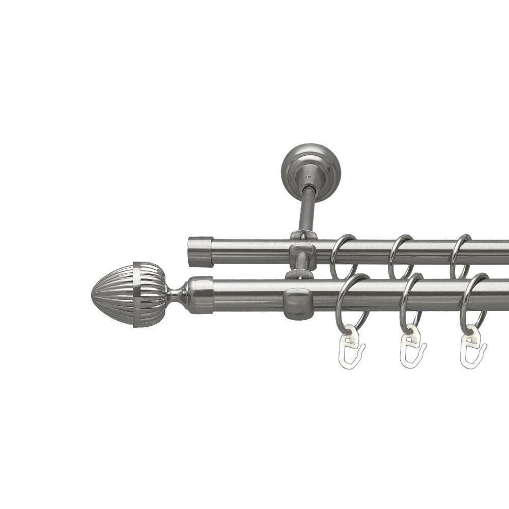 Карниз Orvit Одеон металевий дворядний відкритий гладка труба кільце металеве Нержавіюча Сталь 19\16 мм 300 см (00-00016033) Львів - фото 1