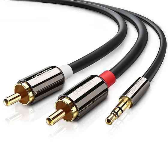 Аудіокабель UGREEN AV116 3.5mm Male to 2RCA Male Cable 5m Black Киев