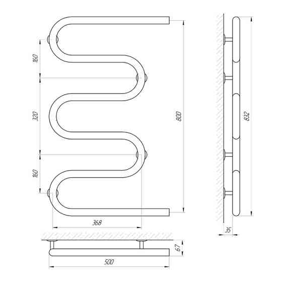 Полотенцесушитель Laris Змеевик 32 РС5 500Х800 Киев