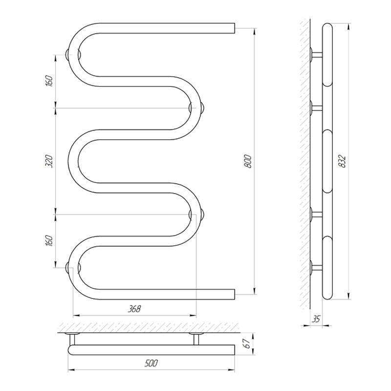 Полотенцесушитель Laris Змеевик 32 РС5 500Х800 Киев - изображение 4