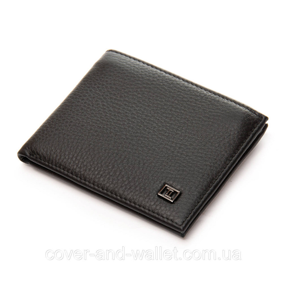 Невеликий чоловічий гаманець чорного кольору з натуральної шкіри Bretton Київ - фото 1