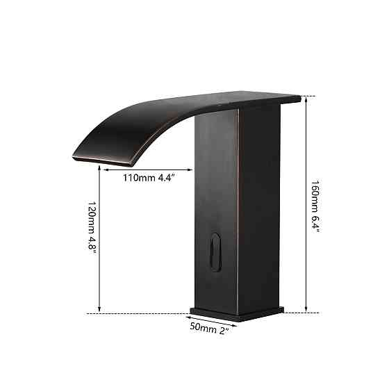 Дизайнерский сенсорный смеситель для умывальника горизонтальный монтаж WanFan Черный Каменец-Подольский