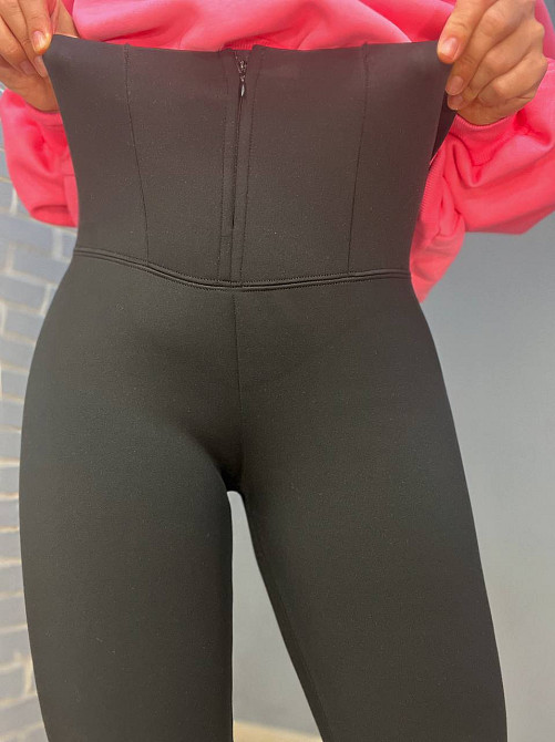 Лосины женские Kenalin 88-2 корсет на молнии дайвинг формующие утепленные на меху черные, черный, 5XL Киев - изображение 16