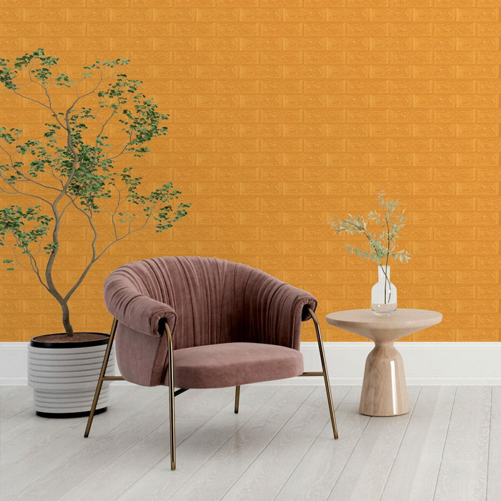 Самоклеюча 3D панель цегла золота Київ - фото 5