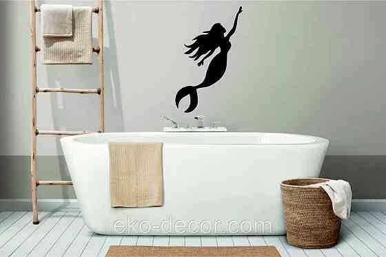 Декоративне настінне 3D Панно «Русалонька» Декор на стіну з об'ємом 70*43 см, Чорний Київ