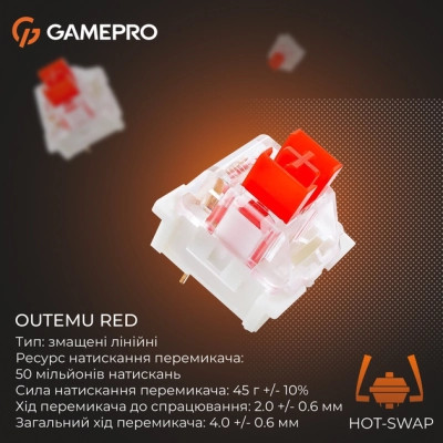 Клавиатура GamePro Genesis Joker MK124G Outemu Red Switch USB UA Gray (MK124G) Винница - изображение 7
