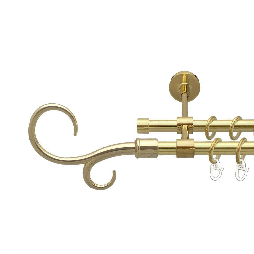 Карниз Orvit Гак Подвійний металевий дворядний закритий гладка труба кільце металеве Золото 16\16 мм 240 см (00-00014501) Львів - фото 1