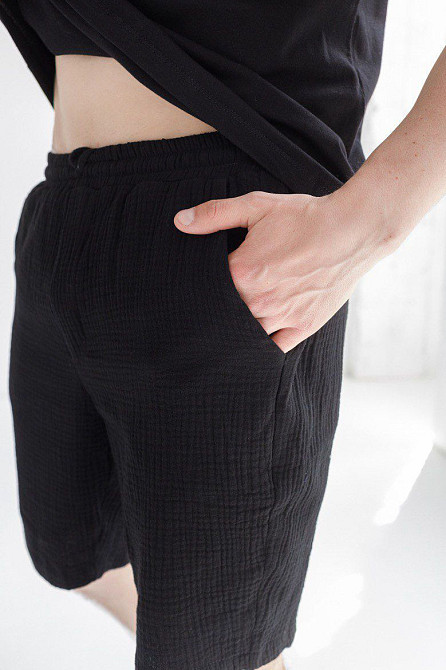 Мужские шорты муслиновые Черный M Харьков - изображение 7