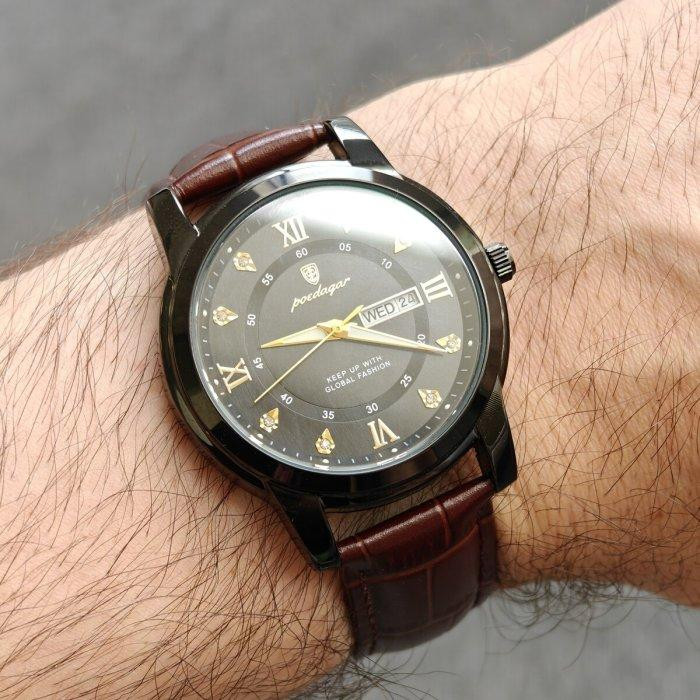 Годинник чоловічий наручний Poedagar Unique Men Black Leather (2 ремінці) Київ - фото 4