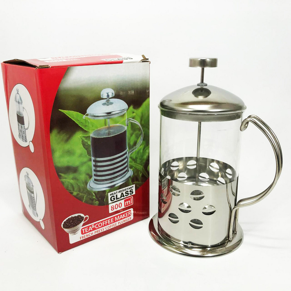 Багаторазовий френч-прес, Заварники для чаю та кави, Френч-прес з поршнем, Заварник скляний з пресом RH-37 Львів - фото 1