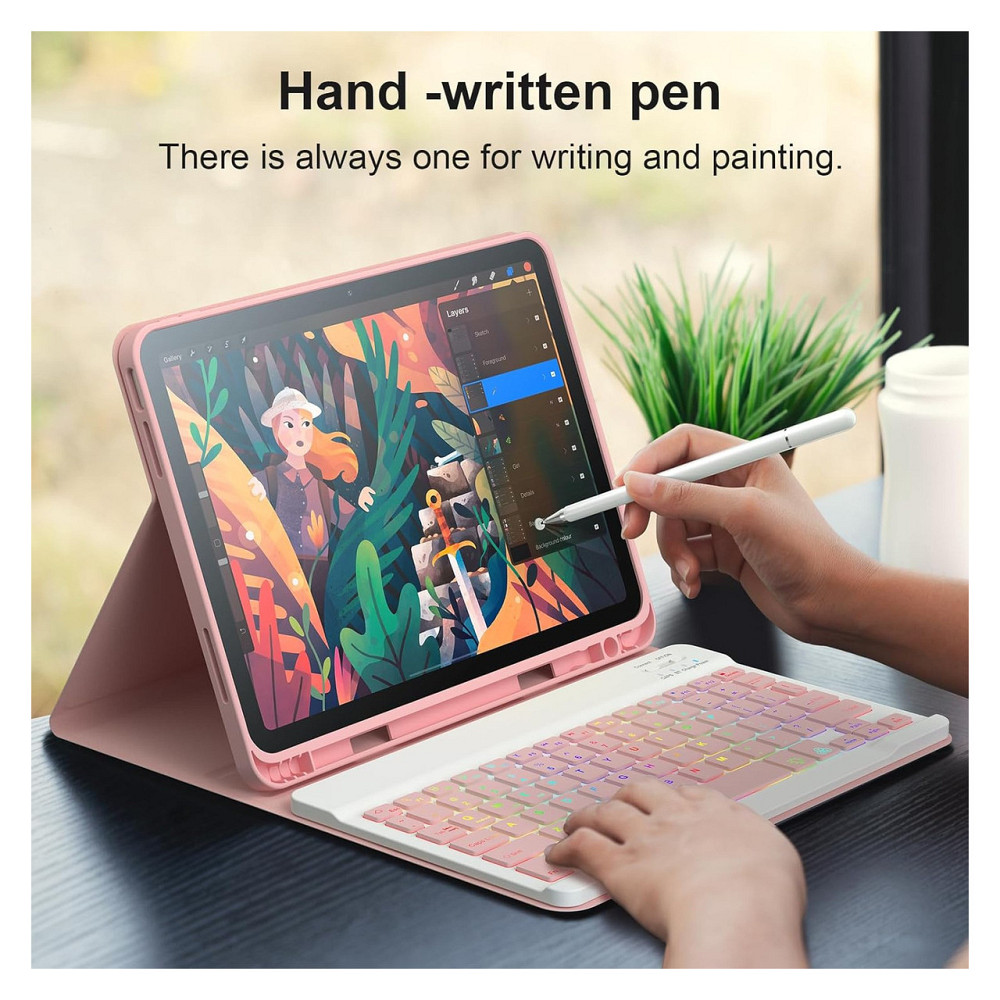 Чехол с клавиатурой для iPad 10 10.9 дюйма 2022 QWERTY Bluetooth подсветка 7 цветов из PBT без стилуса Киев - изображение 6