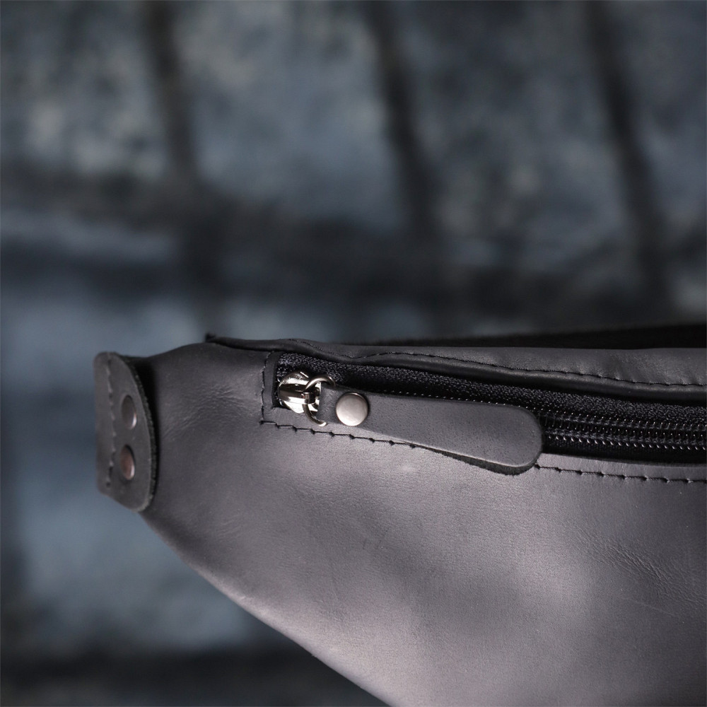 Чоловіча бананка з натуральної вінтажної шкіри Shvigel 23129 Чорний Київ - фото 10