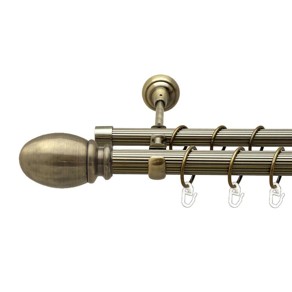 Карниз Orvit Белуно металевий дворядний відкритий рифлена труба кільце металеве Антик 25\19 мм 200 см Львов - изображение 1