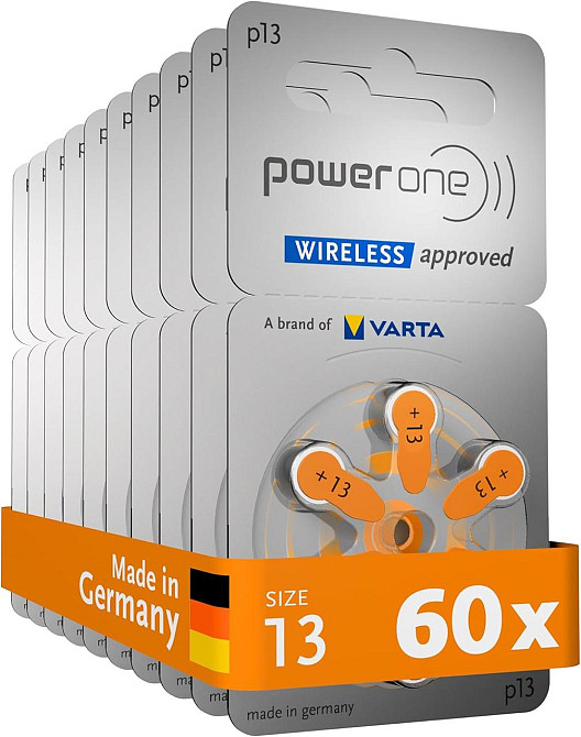 Батарейки для слуховых аппаратов Varta PowerOne P13 тип 13 310 mAh 1,4 В упаковка 60 шт Киев - изображение 1