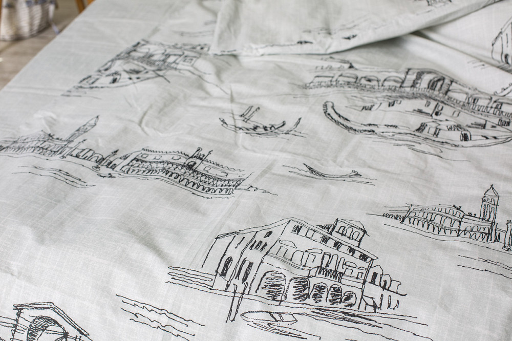 Комплект постільної білизни Ecotton Євро 210х220 см сірий Місто Grey Коломия - фото 5