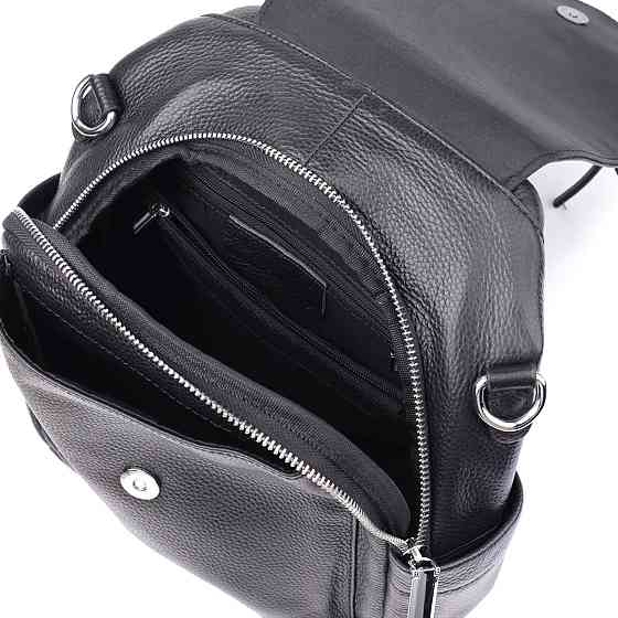 Класичний жіночий рюкзак з натуральної шкіри Чорний (Vintage) Київ