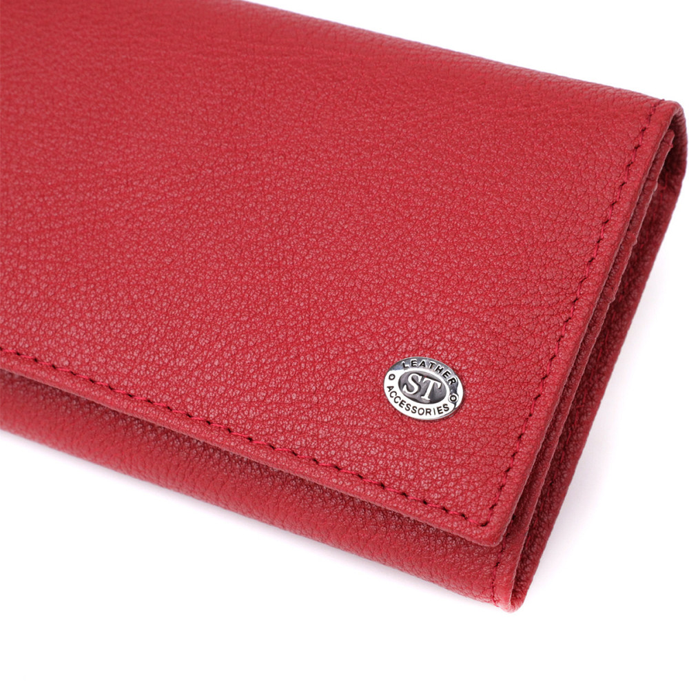 Яркий вертикальный кошелек из натуральной кожи ST Leather 23087 Красный Киев - изображение 5