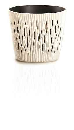 Горщик з кашпо для рослин 2в1 PROSPERPLAST SANDY ROUND 1.7 л бежевий Київ