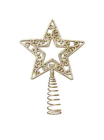 Верхушка для елки Звездочка с блестками 20 на 14 см золотистый Киев