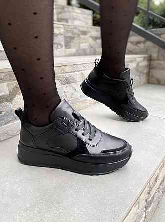 EMELI Кросівки жіночі EMELI 055 чорні (весна-осінь, шкіра+замша натуральна) (4394) лише 36р.38р Коломыя