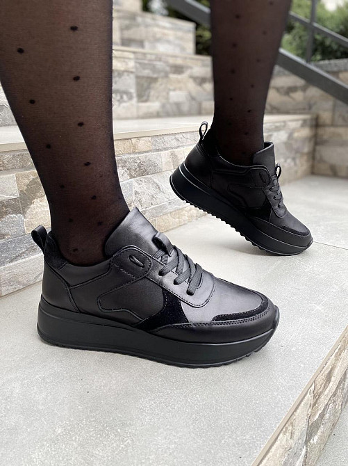 EMELI Кросівки жіночі EMELI 055 чорні (весна-осінь, шкіра+замша натуральна) (4394) лише 36р.38р Коломыя - изображение 2