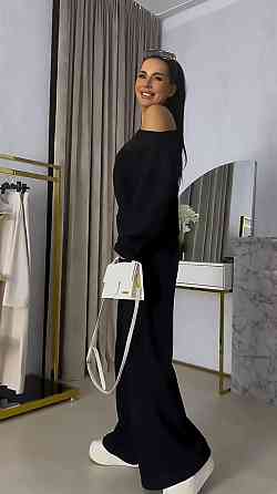 Женский прогулочный костюм двойка: кофта и штаны двунить Черный, 42/46 Одесса