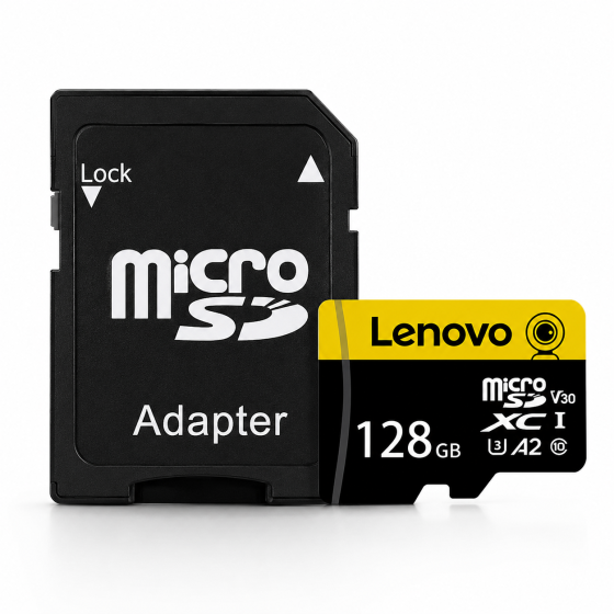 Карта пам’яті Lenovo microSDXC 128GB UHS-I U3 V30 A2 Class 10 з SD-адаптером Київ