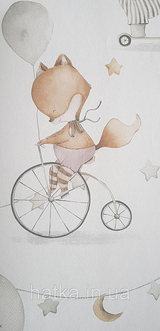 Шпалери флізелінові еко Rasch Kids World II 0.53х10 дитячі цирк шатери звірі гірлянди велосипеди на білому Київ - фото 1