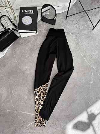 Жіночі лосини з леопардовою вставкою мікродайвінг 46/48 Одеса
