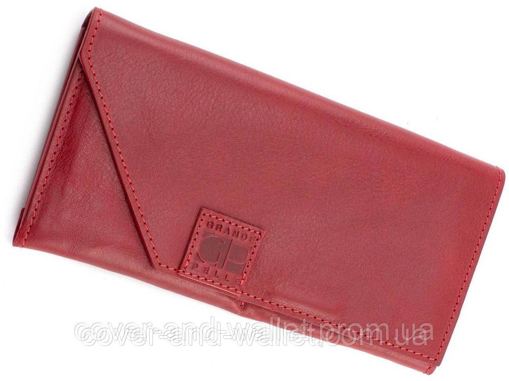 Модний жіночий червоний гаманець з італійської шкіри Grande Pelle Festa Київ - фото 7