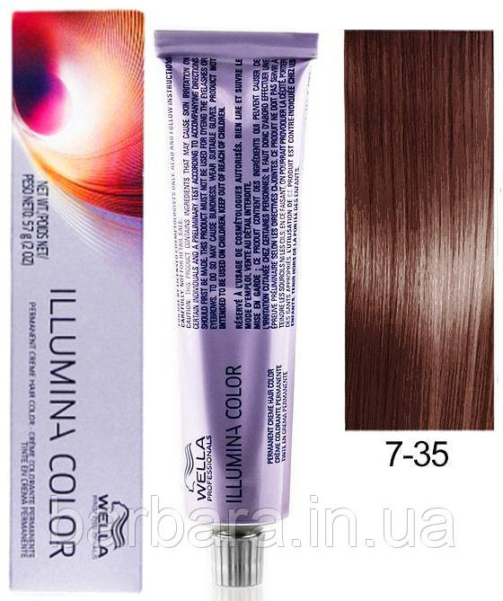 Краска для волос  Wella Illumina Сolor 7/35 блонд золотисто-махагоновый Киев - изображение 1