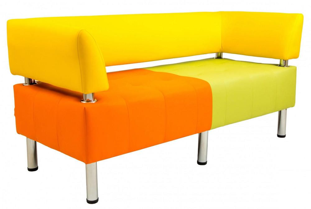 Диван Flay Office двойка со спинкой и подлокотниками 1550х650х750 Желто-зелено-оранжевый Киев - изображение 1