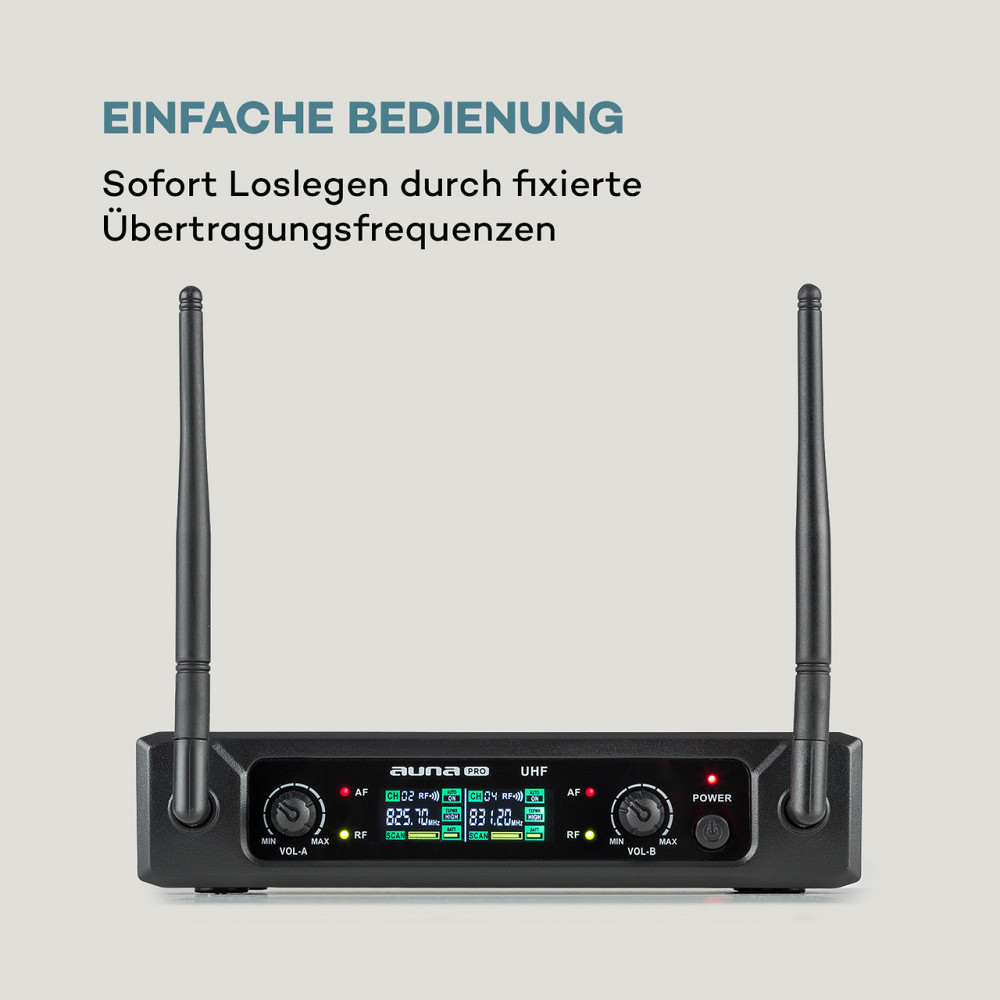 UHF200F-2B 2-канальный набор беспроводных микрофонов UHF приемник 2xпередатчик + гарнитура 2x микрофон Ровно - изображение 4