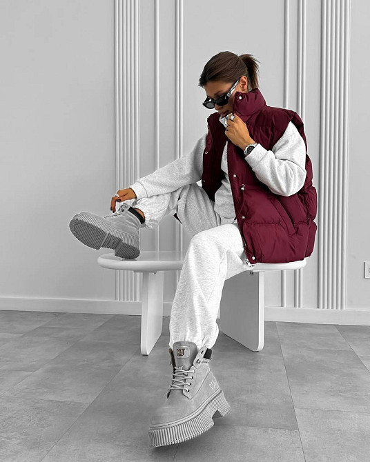 Жіночий базовий теплий костюм-двійка Тринитка на флісі Сірий, 48/50 Одеса - фото 4