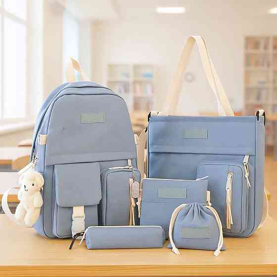 Рюкзак с сумками 5в1, Голубой / Городской рюкзак / Рюкзак подростковый / Детский рюкзак / Портфель Киев